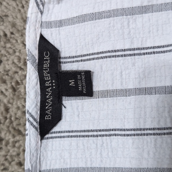 4/$12 Banana Republic Factory Square Neck Tank Top White Black Stripes sz Medium - Picture 5 of 8